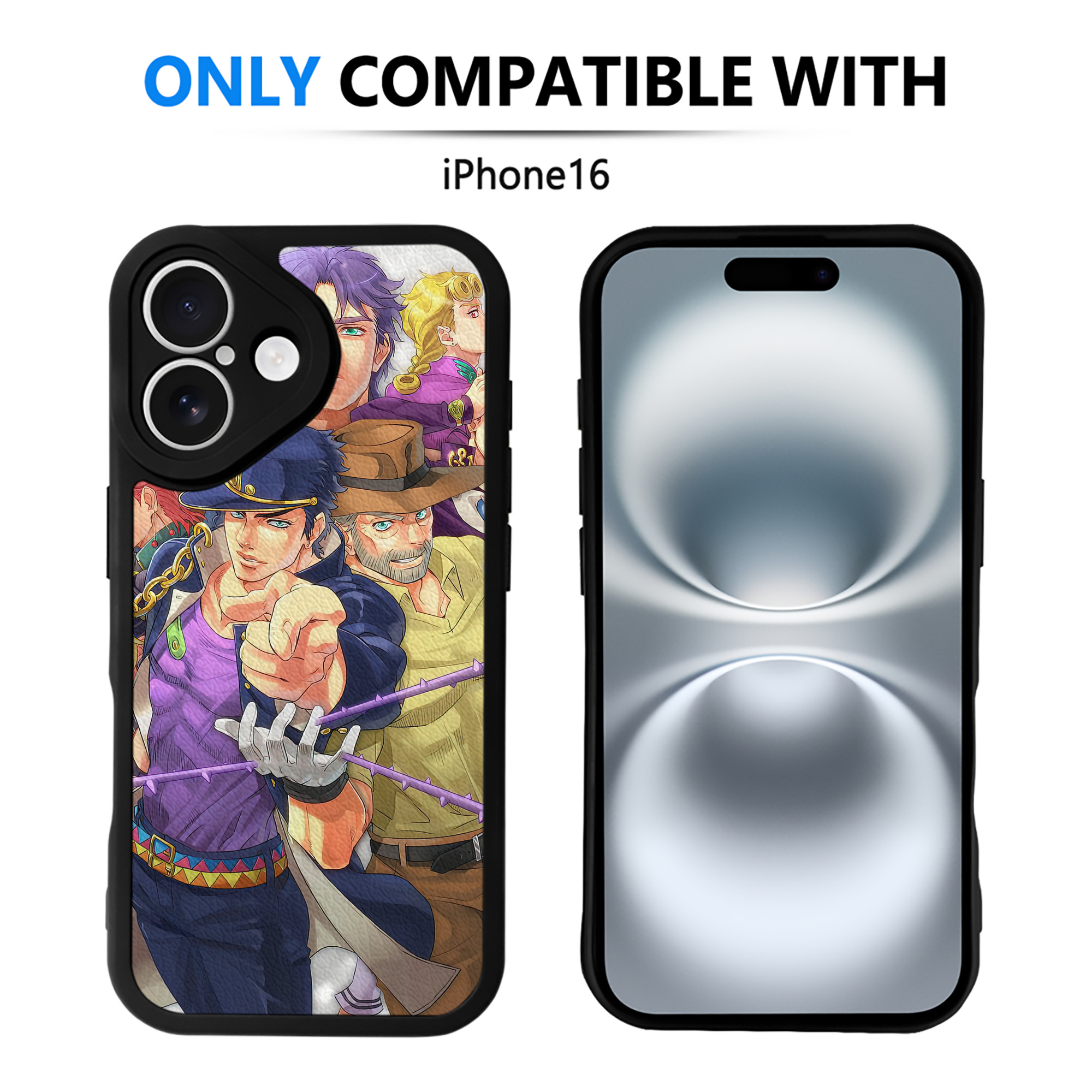 （画像用） ジョジョの奇妙な冒険 JoJo's Bizarre Adventure 【iPhone 16シリーズ対応】シリコンスマホケース（レザー調） 材質：シリコン